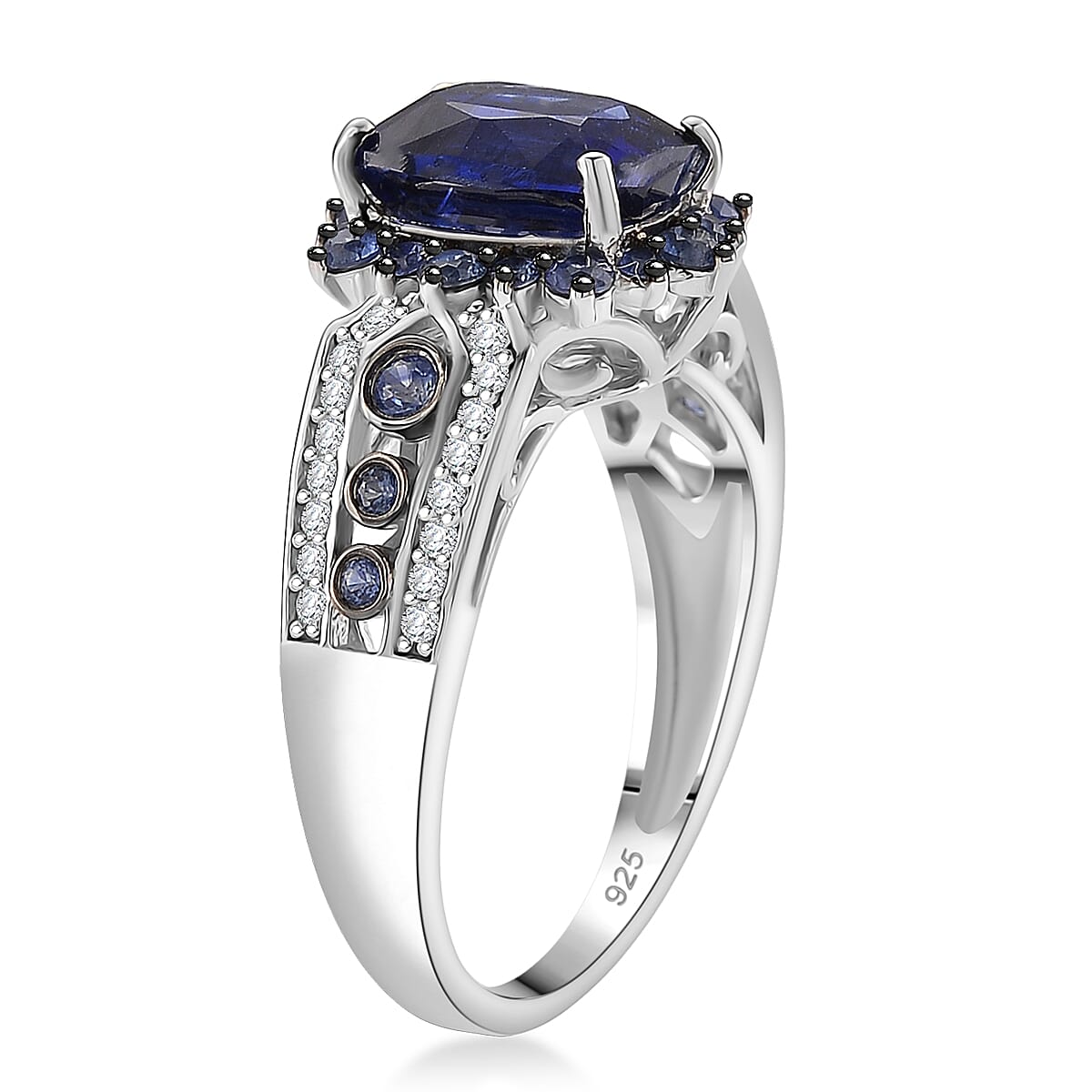 D'Joy Kashmir Kyanite, Multi Gemstone Ring in Rhodium Over Sterling Silver 3.70 ctw (Size 10.0) image number 3