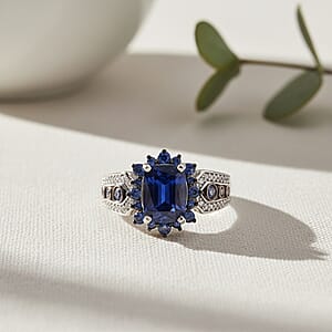 D'Joy Kashmir Kyanite, Multi Gemstone Ring in Rhodium Over Sterling Silver 3.70 ctw (Size 5.0)