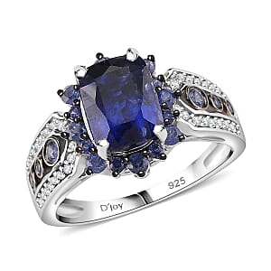 D'Joy Kashmir Kyanite, Multi Gemstone Ring in Rhodium Over Sterling Silver 3.70 ctw (Size 6.0)