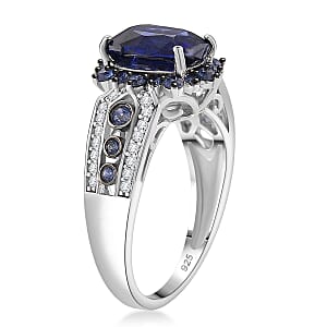 D'Joy Kashmir Kyanite, Multi Gemstone Ring in Rhodium Over Sterling Silver 3.70 ctw (Size 6.0)