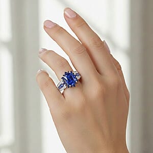 D'Joy Kashmir Kyanite, Multi Gemstone Ring in Rhodium Over Sterling Silver 3.70 ctw (Size 7.0)