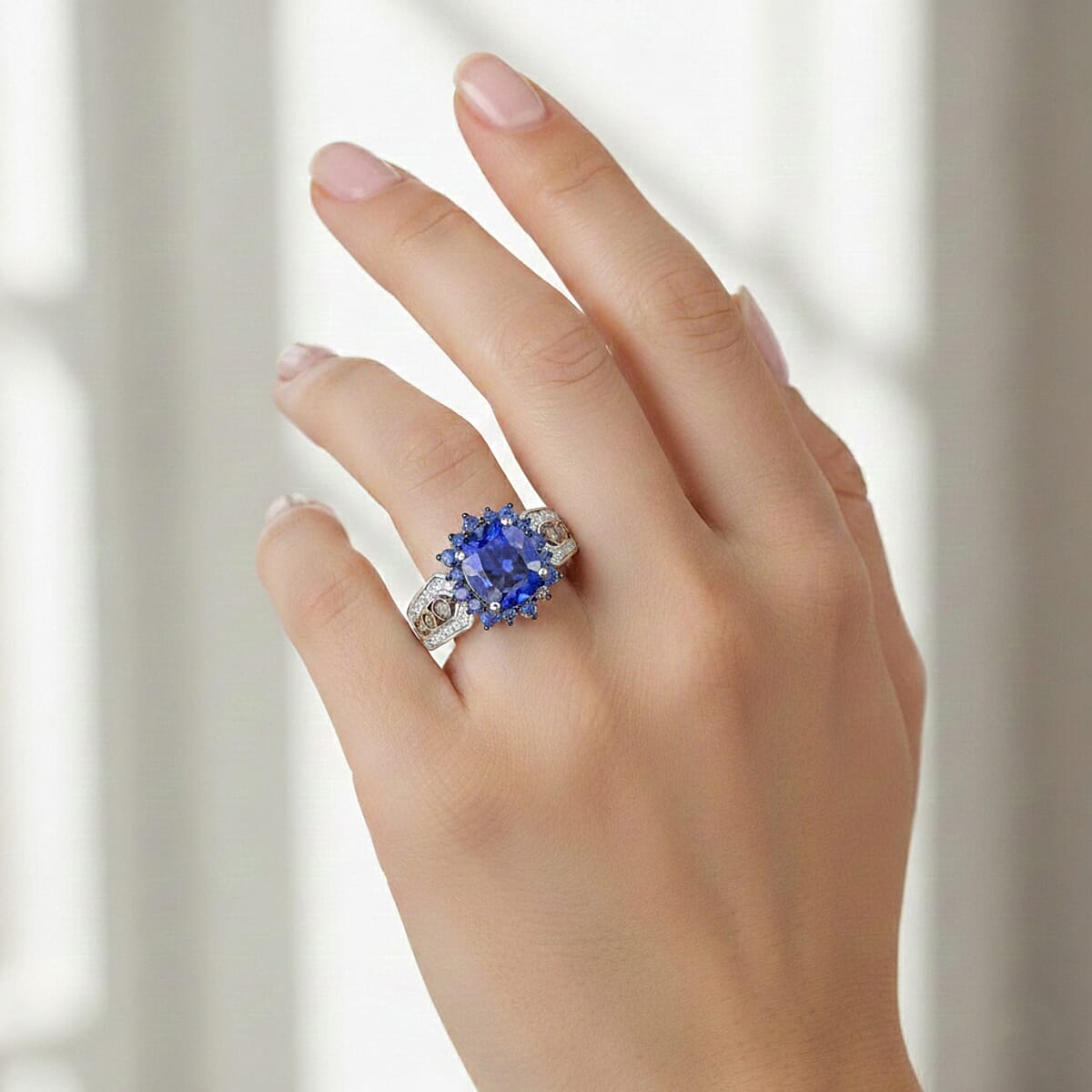 D'Joy Kashmir Kyanite, Multi Gemstone Ring in Rhodium Over Sterling Silver 3.70 ctw (Size 9.0) image number 2