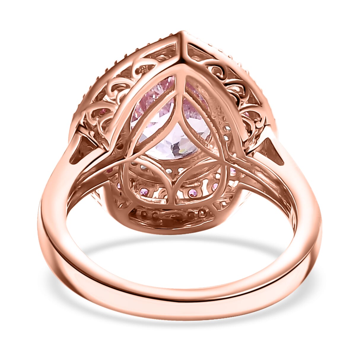 Premium Martha Rocha Kunzite and Multi Gemstone 4.15 ctw Dewdrop Ring in 18K Vermeil Rose Gold Over Sterling Silver (Size 7.0) image number 4