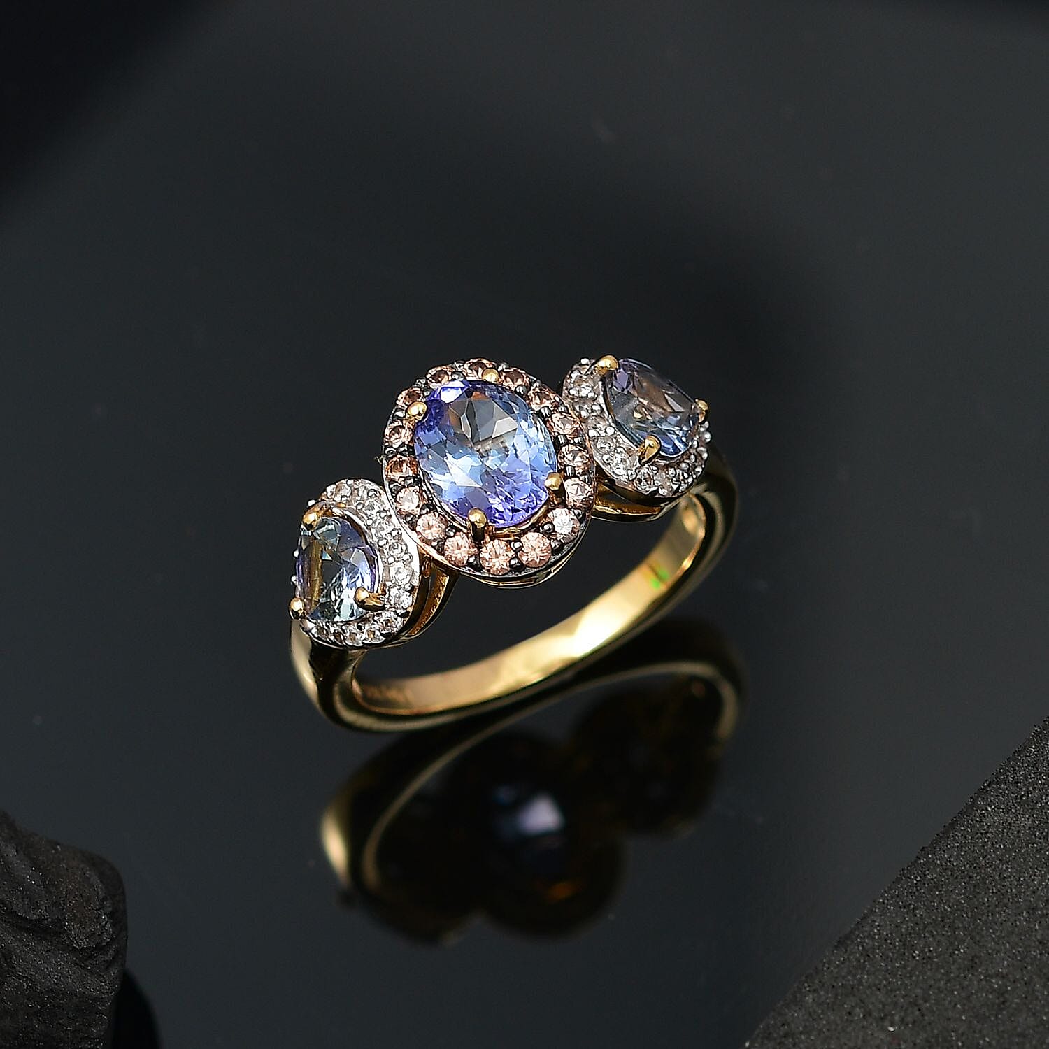 Peacock Tanzanite, Multi Gemstone Ring in 18K Vermeil YG Over Sterling Silver (Size 10.0) 3.00 ctw