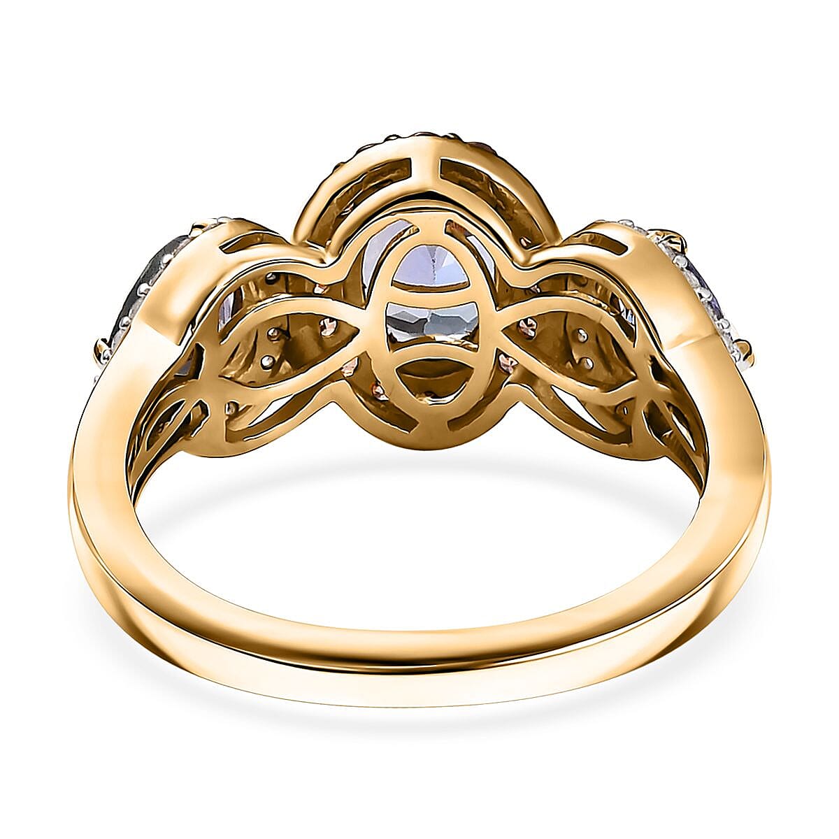 Peacock Tanzanite and Multi Gemstone 3.00 ctw Love Elegance Ring in 18K Vermeil Yellow Gold Over Sterling Silver (Size 6.0) image number 4