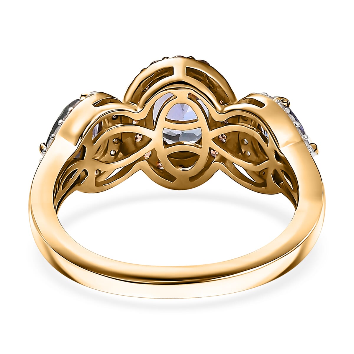 Peacock Tanzanite and Multi Gemstone 3.00 ctw Love Elegance Ring in 18K Vermeil Yellow Gold Over Sterling Silver (Size 7.0) image number 4