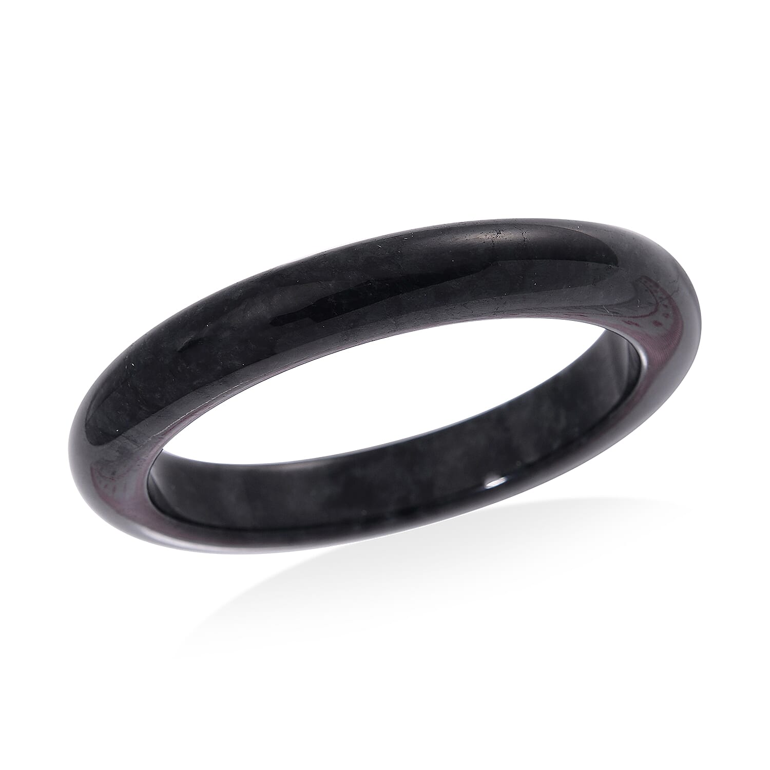 Once In a Blue Moon Natural Black Jade 285.00 ctw Bangle Bracelet (7.25 In)