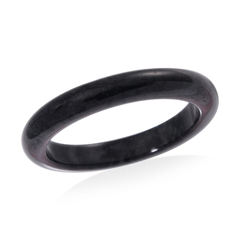 Once In a Blue Moon Natural Black Jade 285.00 ctw Bangle Bracelet (7.25 In)