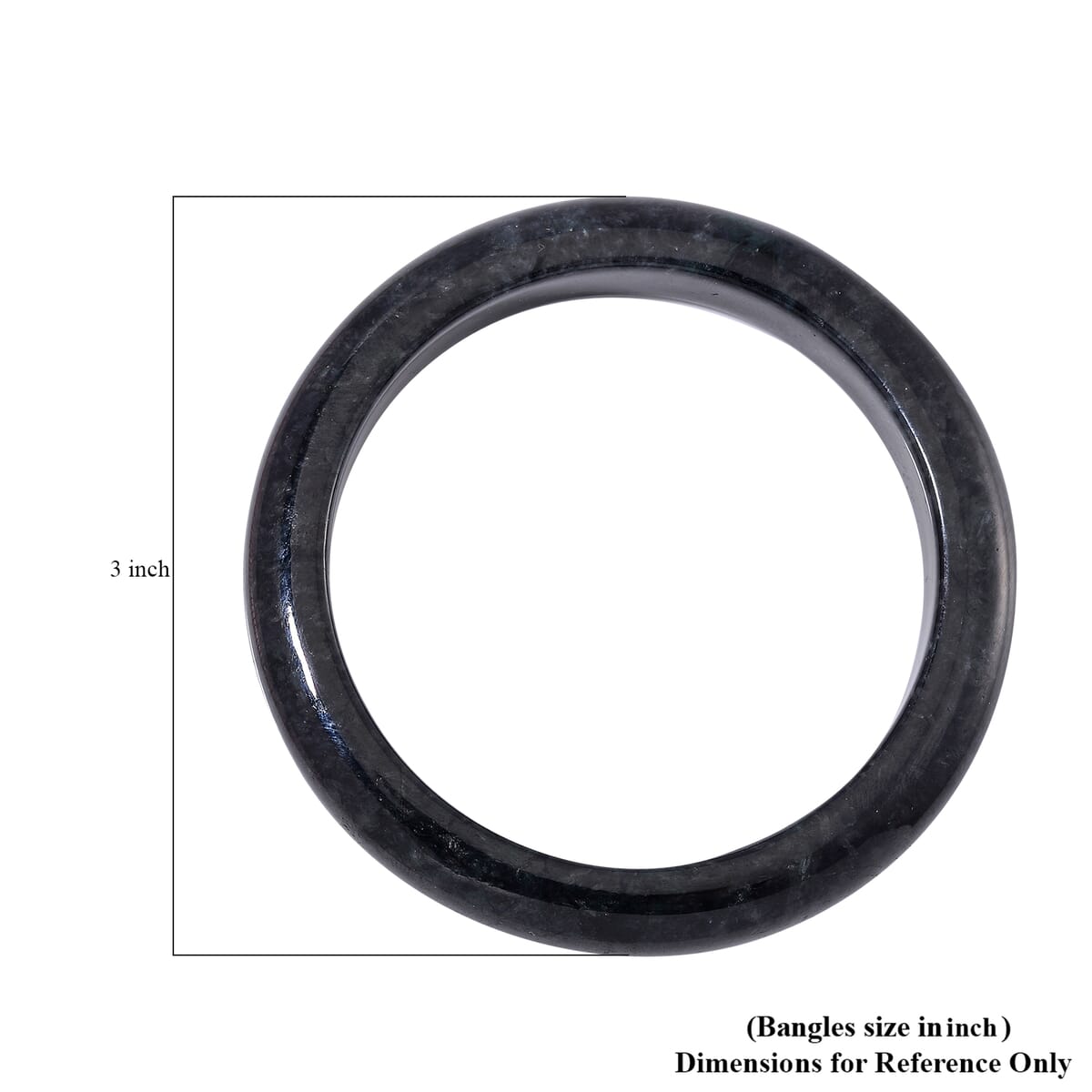Once In a Blue Moon Natural Black Jade 285.00 ctw Bangle Bracelet (7.25 In) image number 3