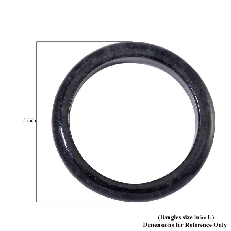 Once In a Blue Moon Natural Black Jade 285.00 ctw Bangle Bracelet (7.25 In)