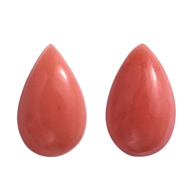 AAA Peach Opal Set of 2 (Pear 5x3 mm) 0.30 ctw