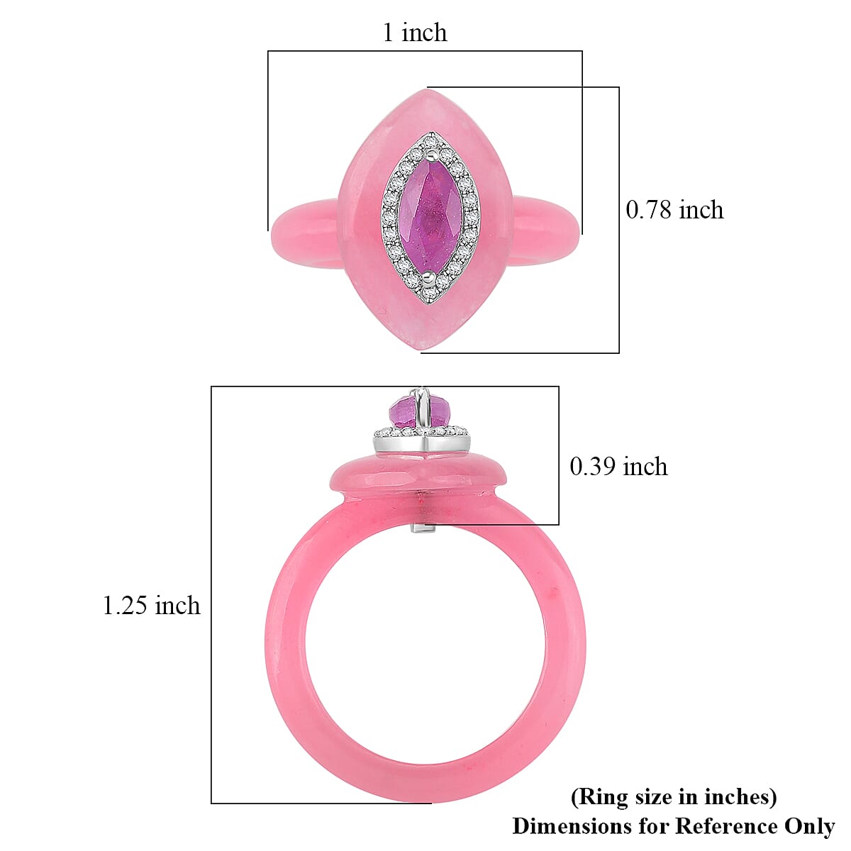 D'Joy Pink Jade(D), Multi Gemstone Victorian Era Ring in Rhodium Over Sterling Silver 19.75 ctw (Size 10.0)
