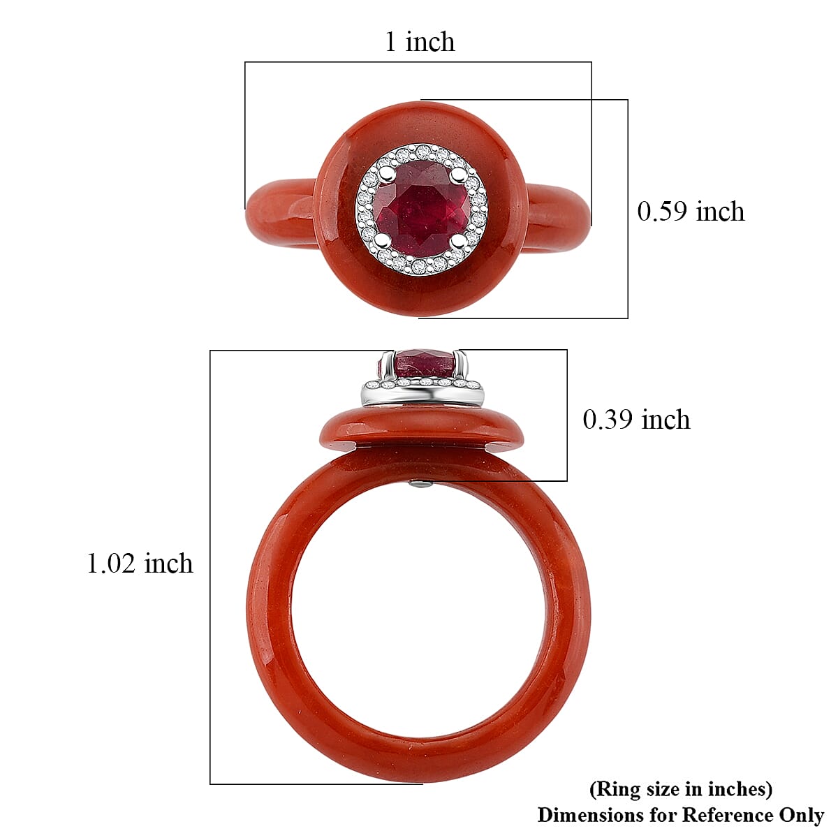 D'Joy Red Jade, Multi Gemstone Ring in Rhodium Over Sterling Silver 18.85 ctw (Size 7.0) image number 5