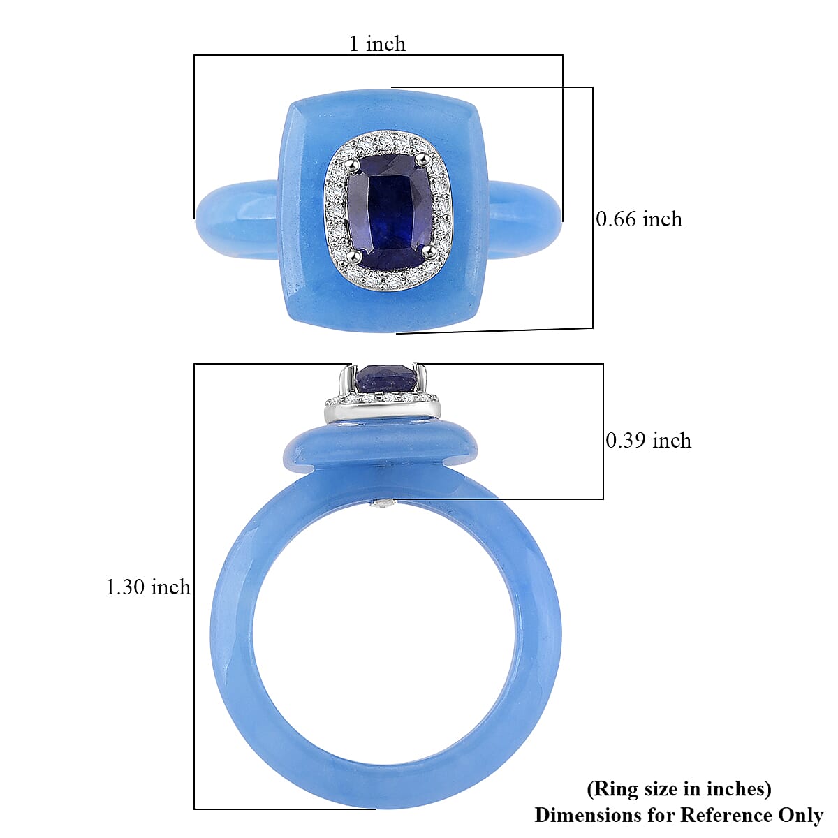 D'Joy Blue Jade(D), Multi Gemstone Victorian Era Ring in Rhodium Over Sterling Silver 21.60 ctw (Size 6.0) image number 5