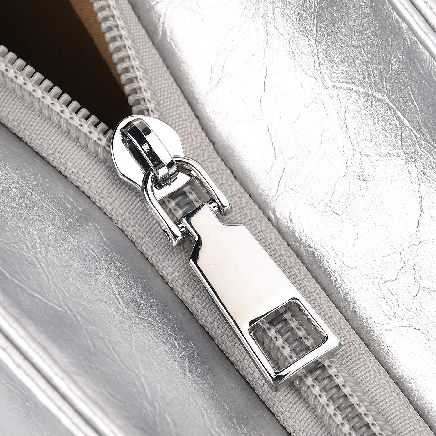 Silver Faux Leather Punk Crossbody Bag with Shoulder Strap