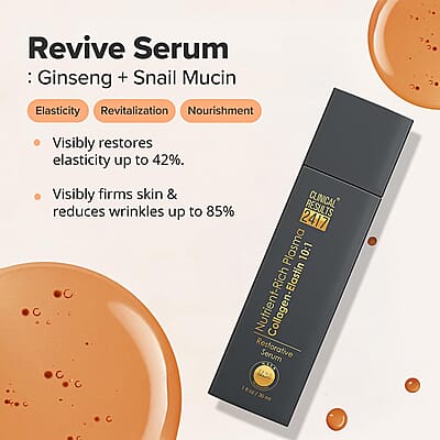 Clinical Results 24/7 Nutrient-Rich Plasma Collagen-Elastin 10:1 Restorative Serum (1oz) Made in US