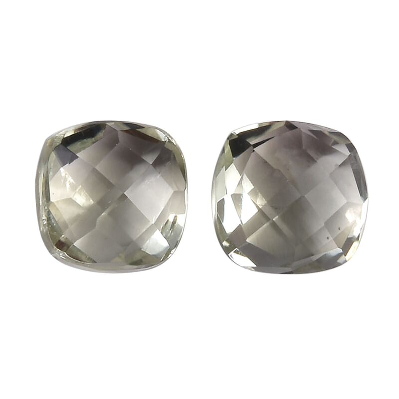 Montezuma Prasiolite Set of 2 (Cush 6x6 mm) 2.29 ctw