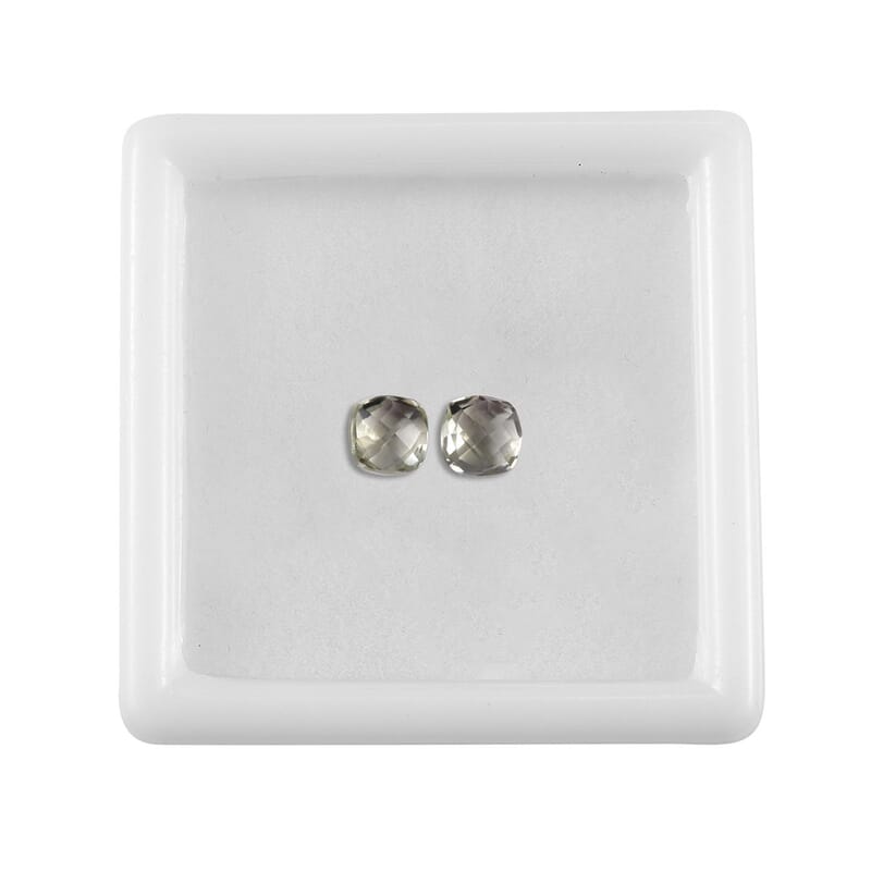 Montezuma Prasiolite Set of 2 (Cush 6x6 mm) 2.29 ctw