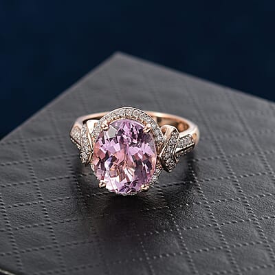 Luxoro Premium Martha Rocha Kunzite and G-H I2 Diamond 6.25 ctw Aurora Blossom Ring in 10K Rose Gold (Size  10.0)