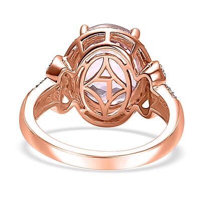 Luxoro Premium Martha Rocha Kunzite and G-H I2 Diamond 6.25 ctw Aurora Blossom Ring in 10K Rose Gold (Size  10.0)
