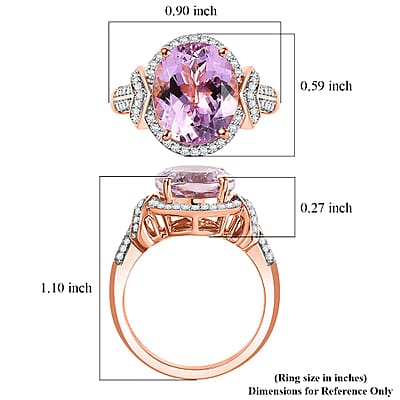 Luxoro Premium Martha Rocha Kunzite and G-H I2 Diamond 6.25 ctw Aurora Blossom Ring in 10K Rose Gold (Size  10.0)
