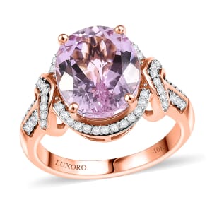 Luxoro Premium Martha Rocha Kunzite and G-H I2 Diamond 6.25 ctw Aurora Blossom Ring in 10K Rose Gold (Size  6.0)