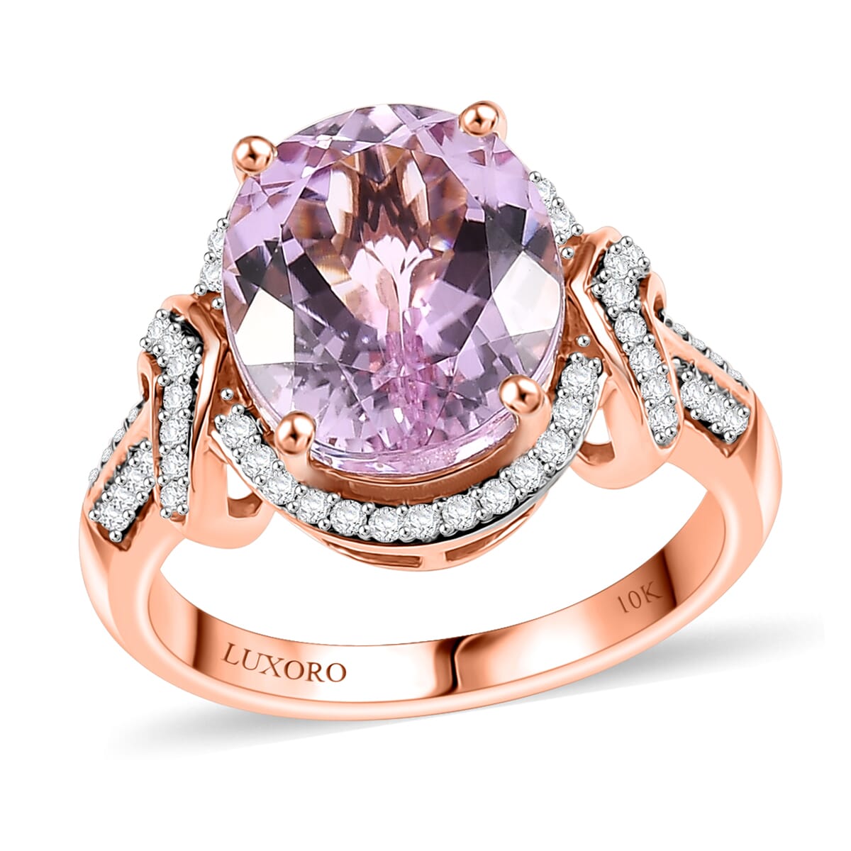 Luxoro Premium Martha Rocha Kunzite and G-H I2 Diamond 6.25 ctw Aurora Blossom Ring in 10K Rose Gold (Size  7.0) image number 0