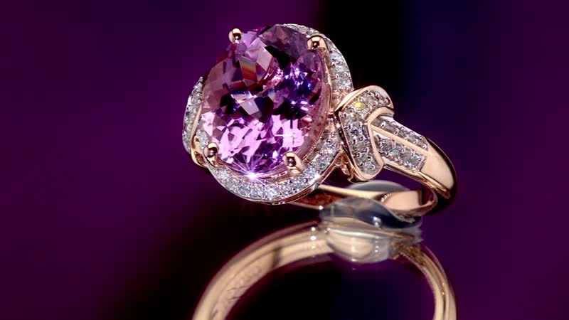 Luxoro Premium Martha Rocha Kunzite and G-H I2 Diamond 6.25 ctw Ring in 10K Rose Gold (Size 6.0)