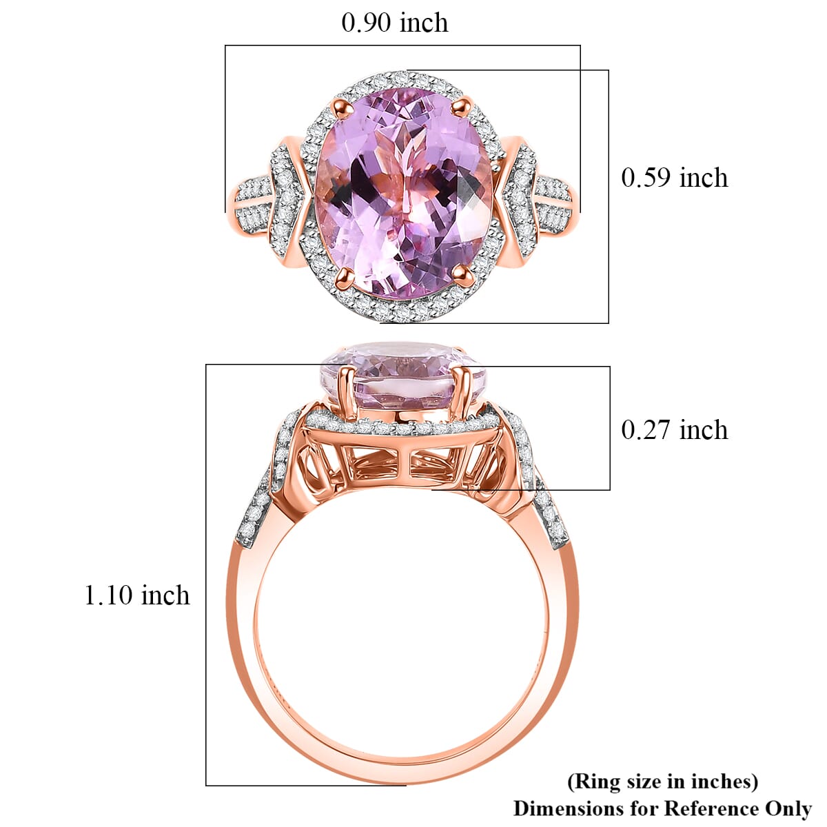 Luxoro Premium Martha Rocha Kunzite and G-H I2 Diamond 6.25 ctw Aurora Blossom Ring in 10K Rose Gold (Size  7.0) image number 5