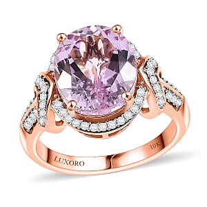 Luxoro Premium Martha Rocha Kunzite and G-H I2 Diamond 6.25 ctw Aurora Blossom Ring in 10K Rose Gold (Size  8.0)