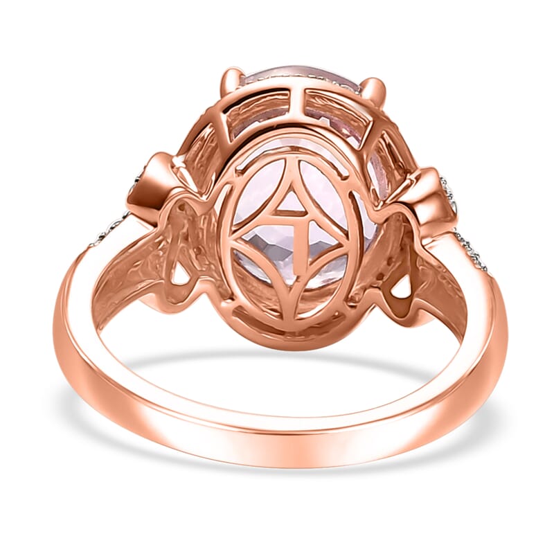 Luxoro Premium Martha Rocha Kunzite and G-H I2 Diamond 6.25 ctw Aurora Blossom Ring in 10K Rose Gold (Size  8.0)