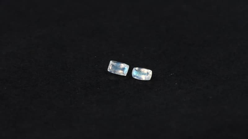 AAA Rainbow Moonstone Set of 2 (Cushion 5x3 mm) 0.42 ctw