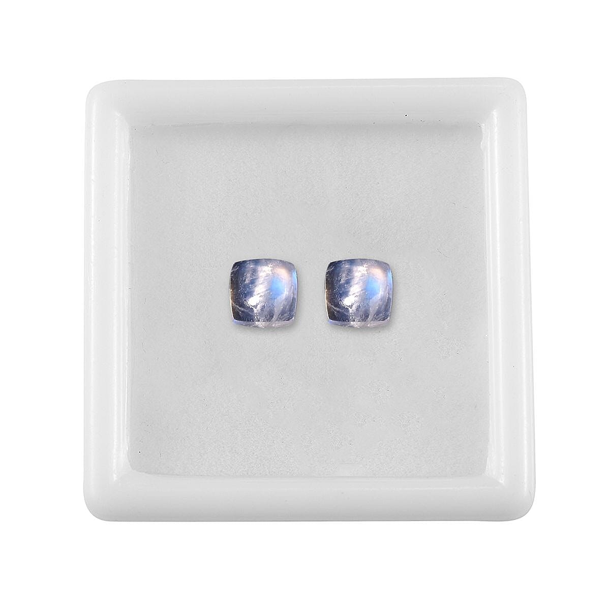 AA Rainbow Moonstone Set of 2 (Cushion 5x5 mm) 1.28 ctw
