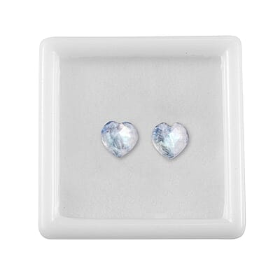 Rainbow Moonstone Set of 2 (Heart 5 mm) 0.98 ctw Loose Gemstone