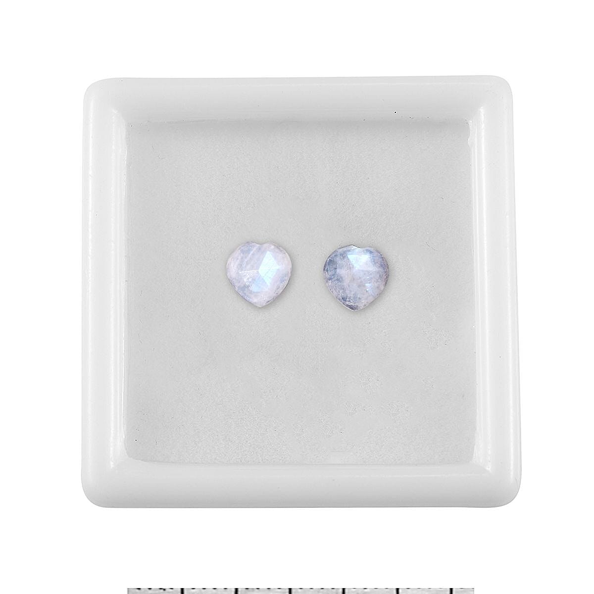 Rainbow Moonstone Set of 2 (Heart 6 mm) 1.68 ctw image number 2