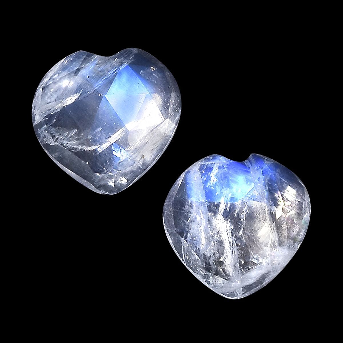 AA Rainbow Moonstone Set of 2 (Heart 6 mm) 1.55 ctw image number 0