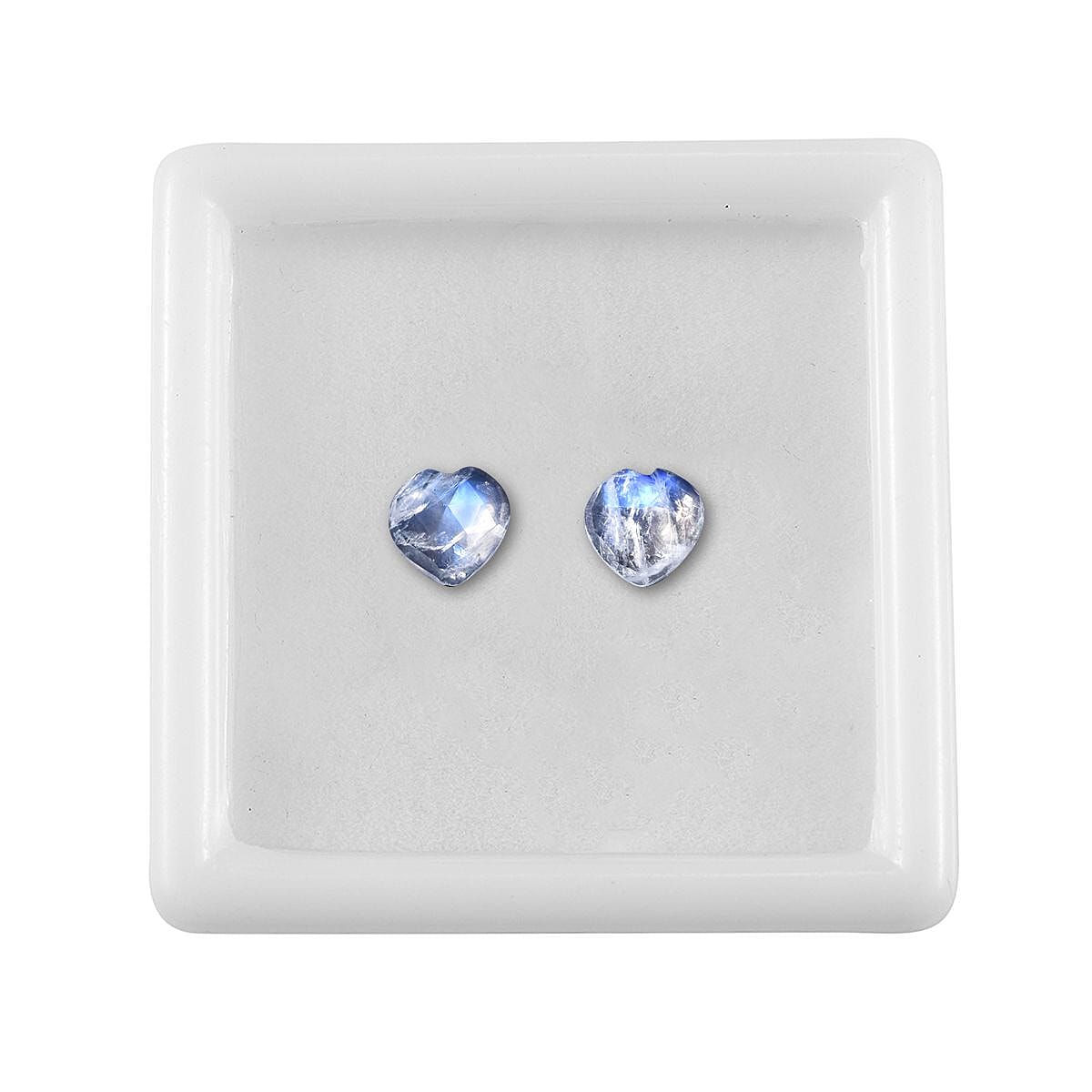AA Rainbow Moonstone Set of 2 (Heart 6 mm) 1.55 ctw image number 2