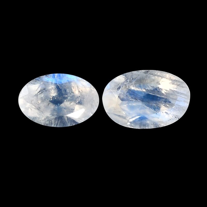 AA Rainbow Moonstone Set of 2 (Oval 6x4 mm) 0.78 ctw