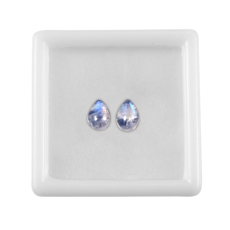 Rainbow Moonstone Set of 2 (Pear 7x5 mm) 1.71 ctw