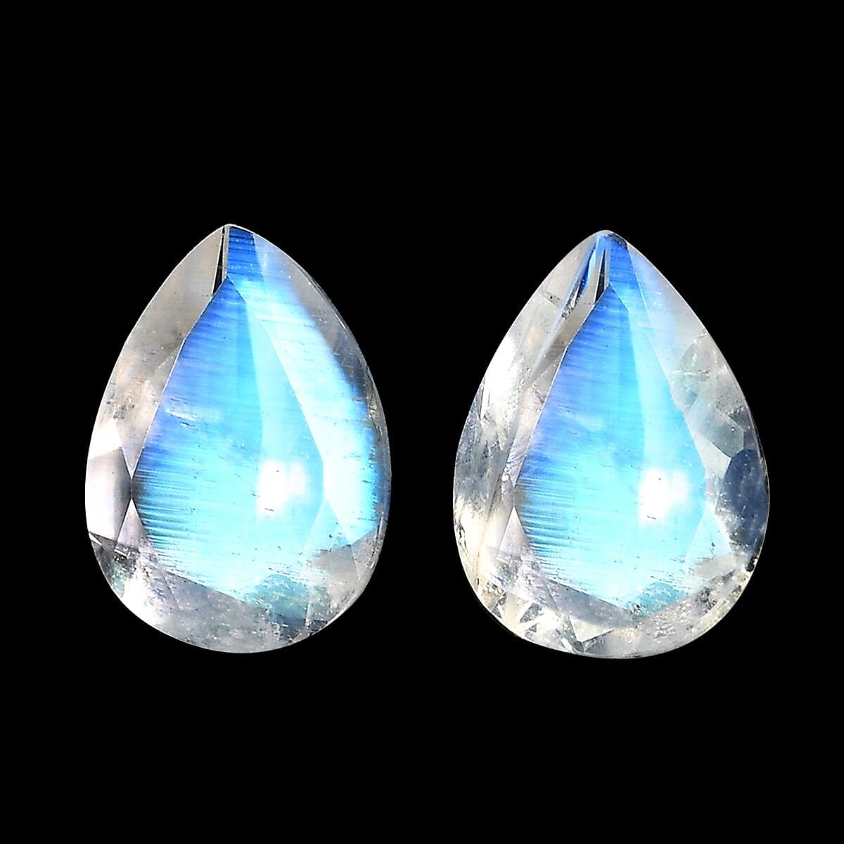 AA Rainbow Moonstone Set of 2 (Pear 7x5 mm) 1.33 ctw image number 0