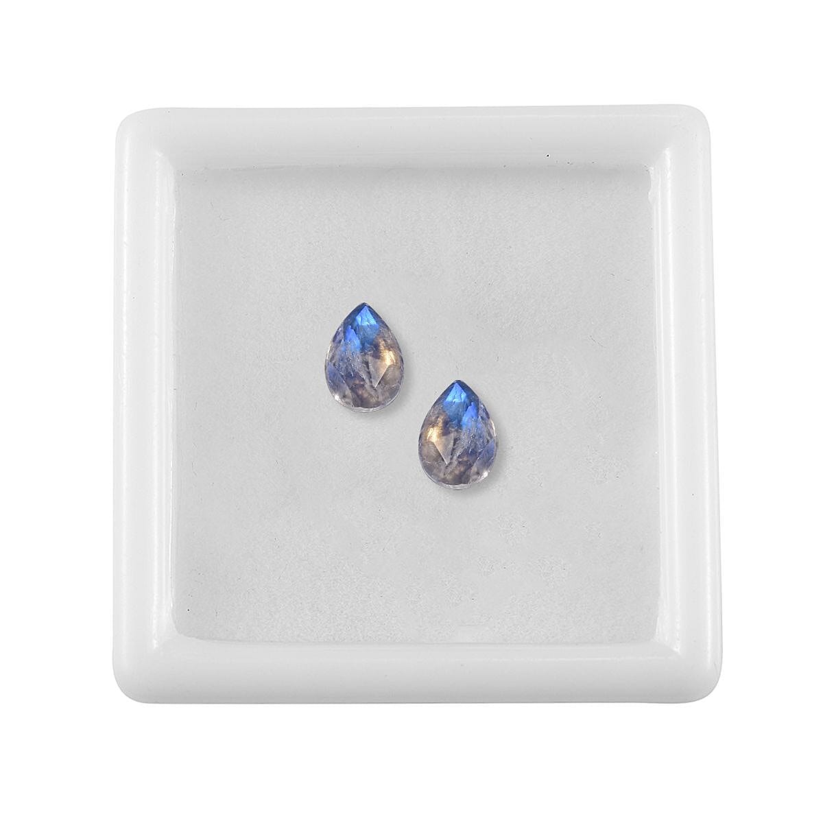 Rainbow Moonstone Set of 2 (Pear 7x5 mm) 1.38 ctw