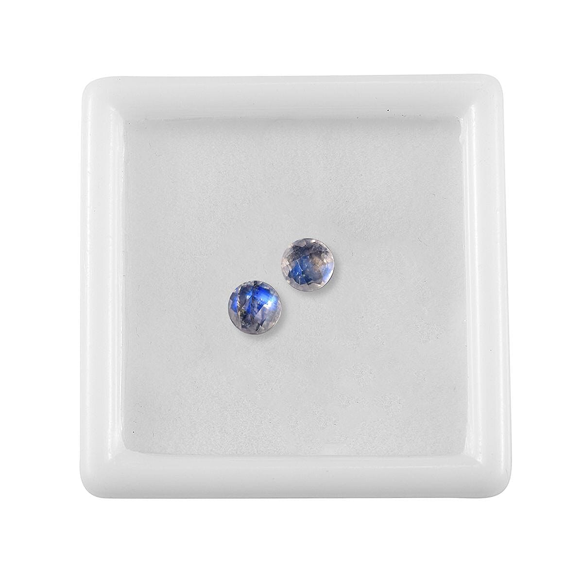 AA Rainbow Moonstone Set of 2 (Rnd 5 mm) 0.98 ctw Loose Gemstone