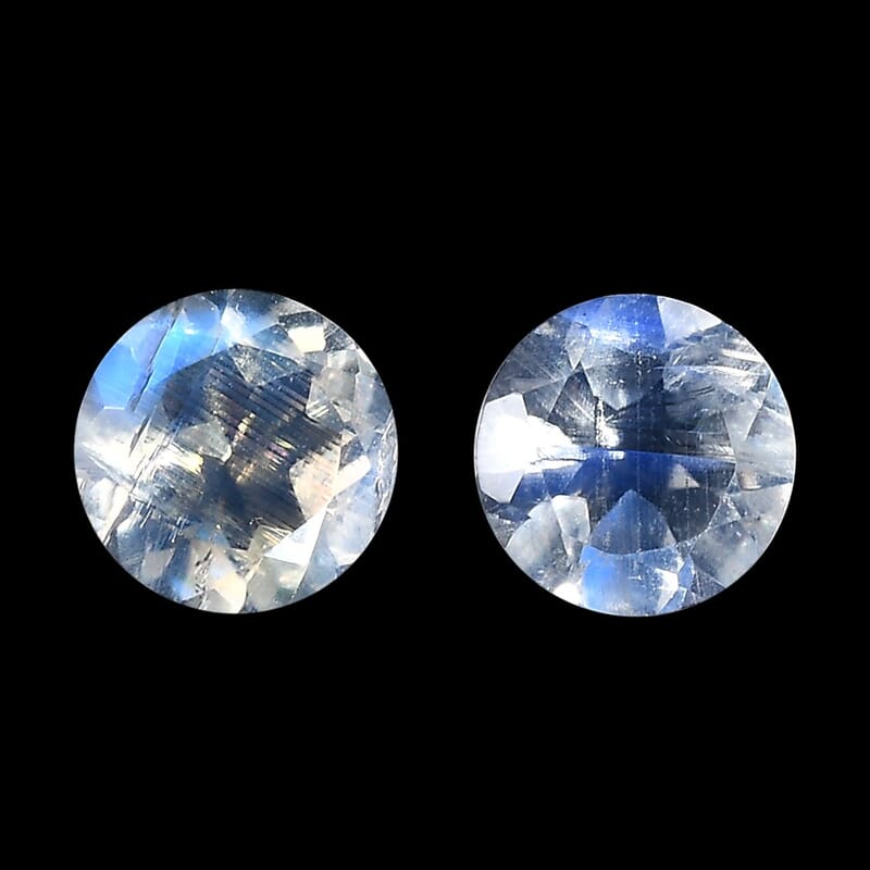 AA Rainbow Moonstone Set of 2 (Rnd 5 mm) 0.84 ctw