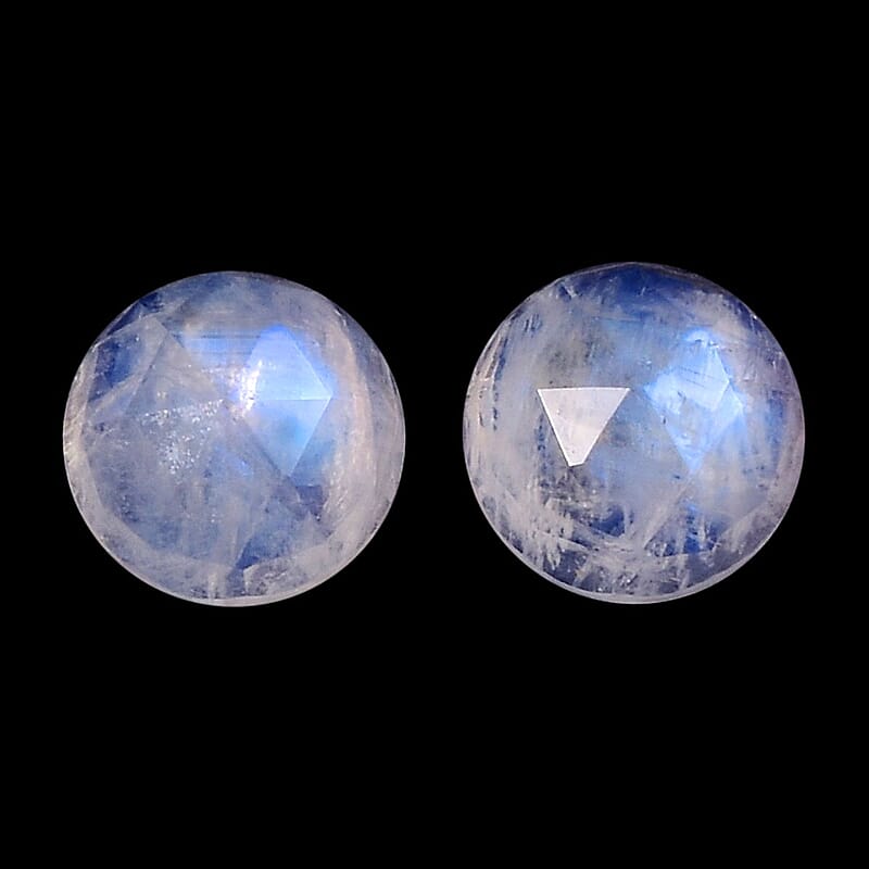 Rainbow Moonstone Set of 2 (Rnd 5 mm) 1.04 ctw