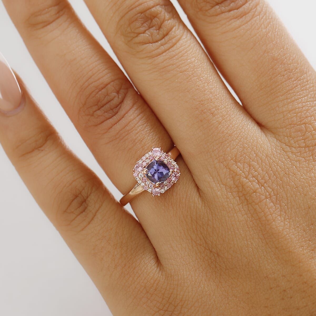 Tanzanite and Multi Gemstone 1.60 ctw Regal Bloom Ring in 18K Vermeil Rose Gold Over Sterling Silver (Size 6.0) image number 2