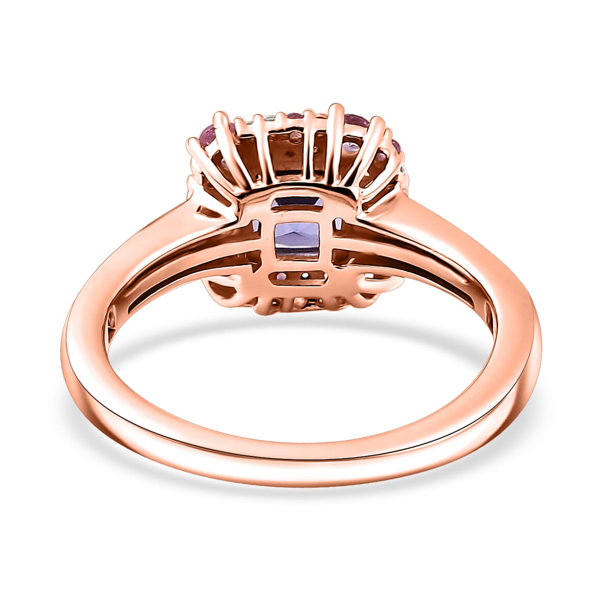 Tanzanite and Multi Gemstone 1.60 ctw Regal Bloom Ring in 18K Vermeil Rose Gold Over Sterling Silver (Size 6.0) image number 4