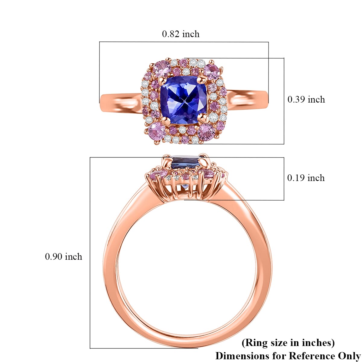 Tanzanite and Multi Gemstone 1.60 ctw Regal Bloom Ring in 18K Vermeil Rose Gold Over Sterling Silver (Size 6.0) image number 5
