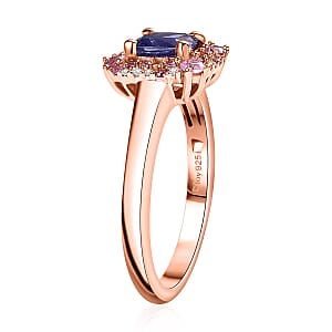 D'Joy Tanzanite and Multi Gemstone 1.60 ctw Regal Bloom Ring in 18K Vermeil Rose Gold Over Sterling Silver (Size 7.0)