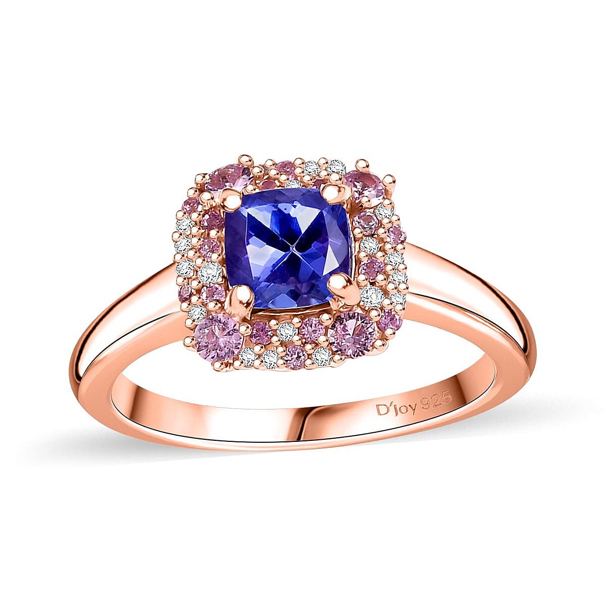 D'Joy Tanzanite and Multi Gemstone 1.60 ctw Regal Bloom Ring in 18K Vermeil Rose Gold Over Sterling Silver (Size 8.0) image number 0