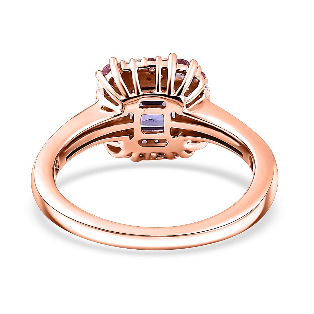 D'Joy Tanzanite and Multi Gemstone 1.60 ctw Regal Bloom Ring in 18K Vermeil Rose Gold Over Sterling Silver (Size 8.0) image number 4